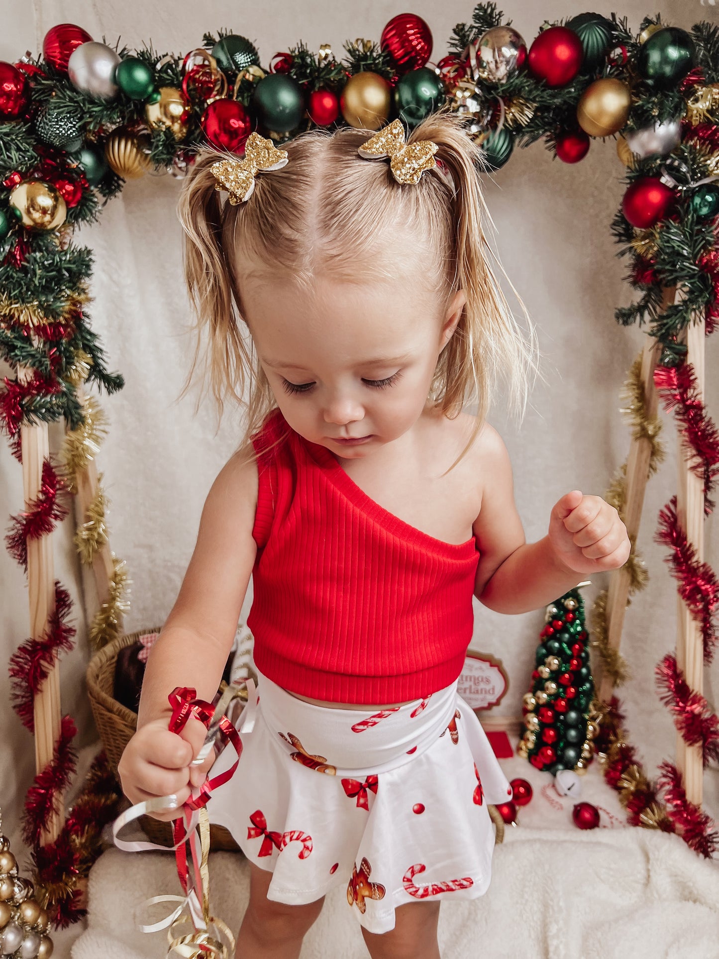 Candy Cane Shoulder Crop