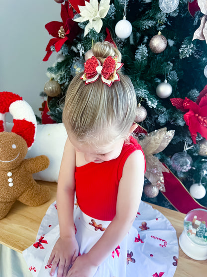 Gingerbread Kisses Glam Bow